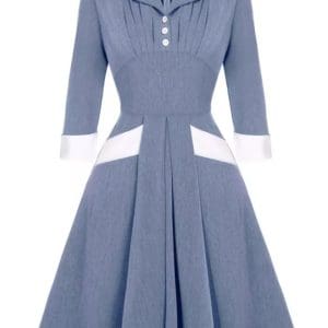 Robe Vintage Plissée Bleue - Louise Vintage