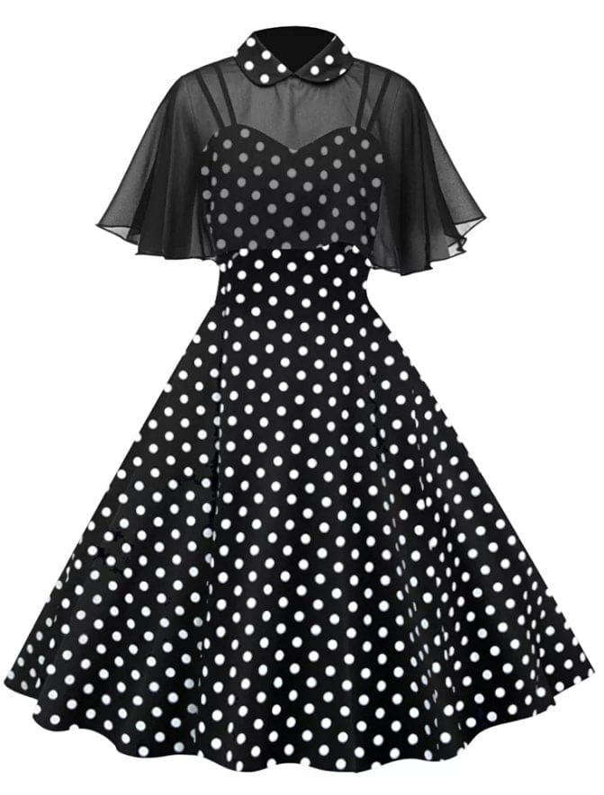 Robe Vintage Pois avec Voile - Louise Vintage