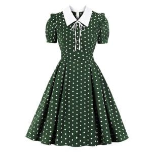 Robe Vintage Pois Verte - Louise Vintage