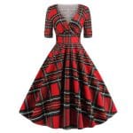 Robe Vintage Rockabilly 50s Tartan Rouge - Louise Vintage