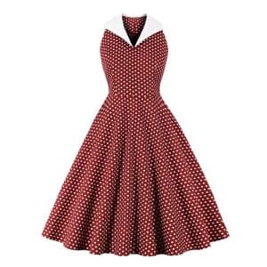 Robe Vintage Rockabilly Coton Bordeaux - Louise Vintage