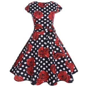 Robe Vintage Romantique Noir Rouge - Louise Vintage