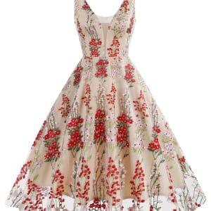 Robe Vintage Rose Broderie - Louise Vintage