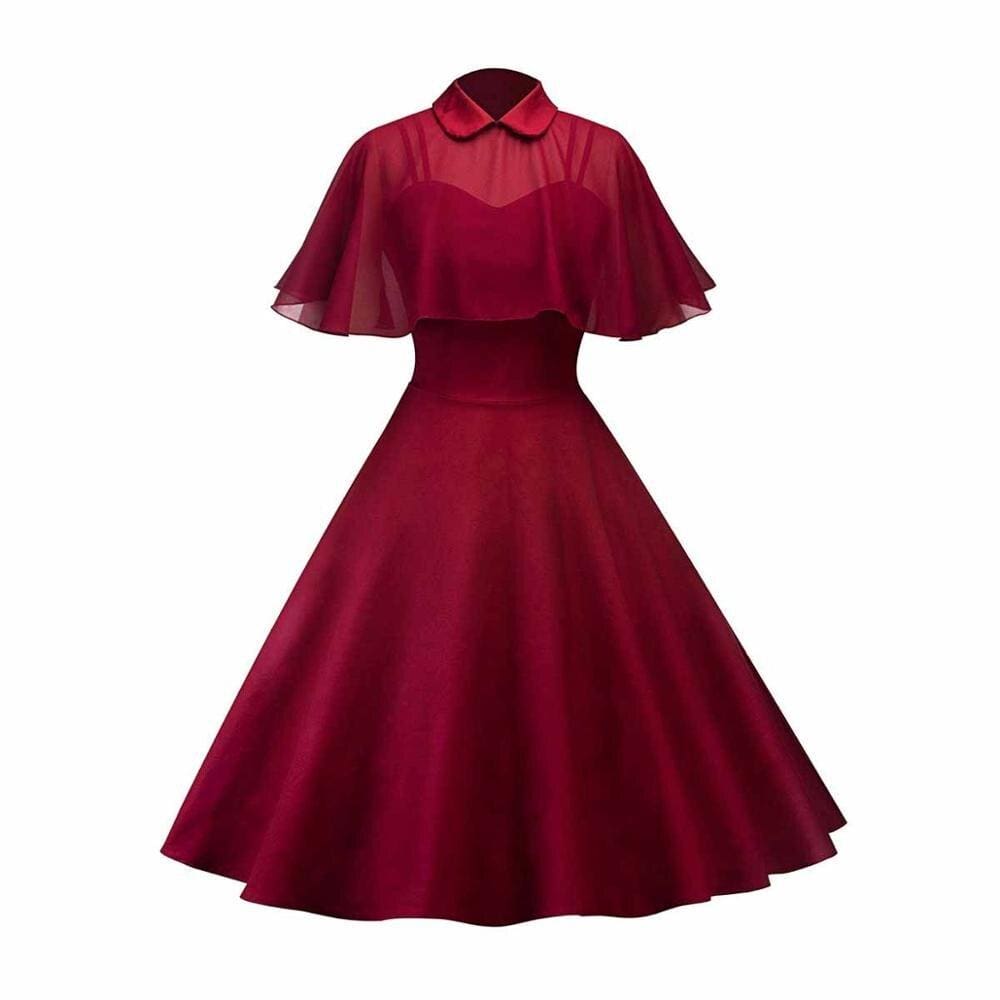 Robe Vintage Rouge avec Voile - Louise Vintage