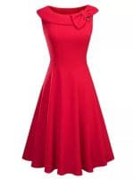 Robe Vintage Rouge Col Rabattu - Louise Vintage