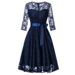 Robe vintage soirée manches longues bleue - Louise Vintage