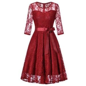 Robe vintage soirée manches longues rouge - Louise Vintage