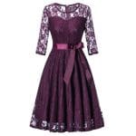Robe vintage soirée manches longues violet - Louise Vintage