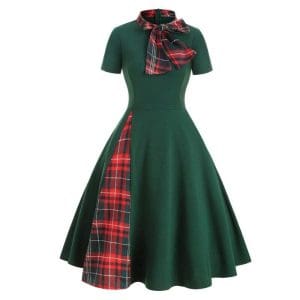 Robe Vintage Tartan Vert - Louise Vintage