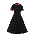 Robe Vintage Travail Noir Plaid - Louise Vintage