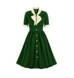 Robe Vintage Verte Col Blanc - Louise Vintage