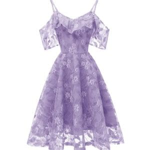 Robe Vintage Violet avec Voile - Louise Vintage