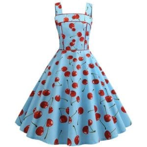 Robe Vintage 1950 Bleu Cerises - Louise Vintage
