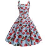 Robe Vintage 1950 Bleu Fraises - Louise Vintage
