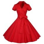 Robe Vintage Année 50 Rouge Unie - Louise Vintage