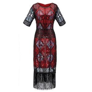 Robe Vintage Années 20 Gatsby Longue Rouge - Louise Vintage