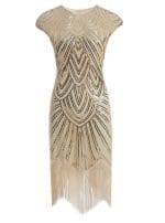 Robe Vintage Années 20 Grande Taille Art Déco Beige - Louise Vintage