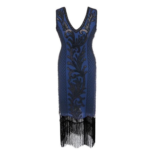 Robe Vintage Années 20 Grande Taille Jazz Bleu - Louise Vintage