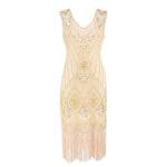Robe Vintage Années 20 Sequins Beige - Louise Vintage