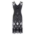 Robe Vintage Années 20 Sequins Noir Argent - Louise Vintage