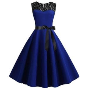 Robe Vintage Dentelle Bleu - Louise Vintage