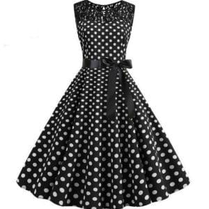 Robe Vintage Dentelle Noir Pois - Louise Vintage