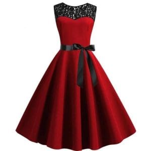 Robe Vintage Dentelle Rouge - Louise Vintage