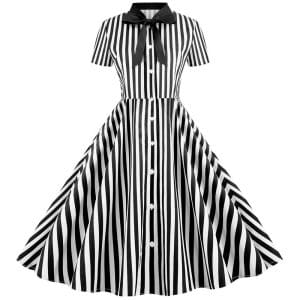 Robe Vintage Rétro Noire et Blanche - Louise Vintage