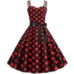 Robe Vintage Rockabilly Noir Pois Rouges - Louise Vintage