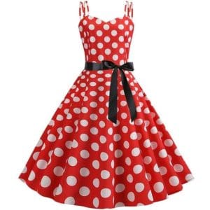 Robe Vintage Rockabilly Rouge Pois Blancs - Louise Vintage