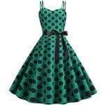 Robe Vintage Rockabilly Vert pois - Louise Vintage