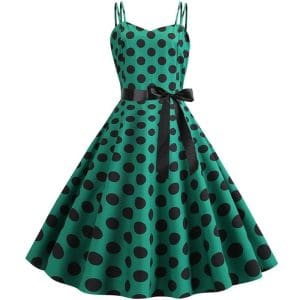Robe Vintage Rockabilly Vert pois - Louise Vintage