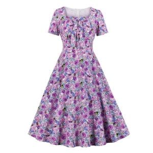 Robe Violette Vintage Année 50 - Louise Vintage