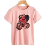 T Shirt Rétro Femme Moto Rose - Louise Vintage