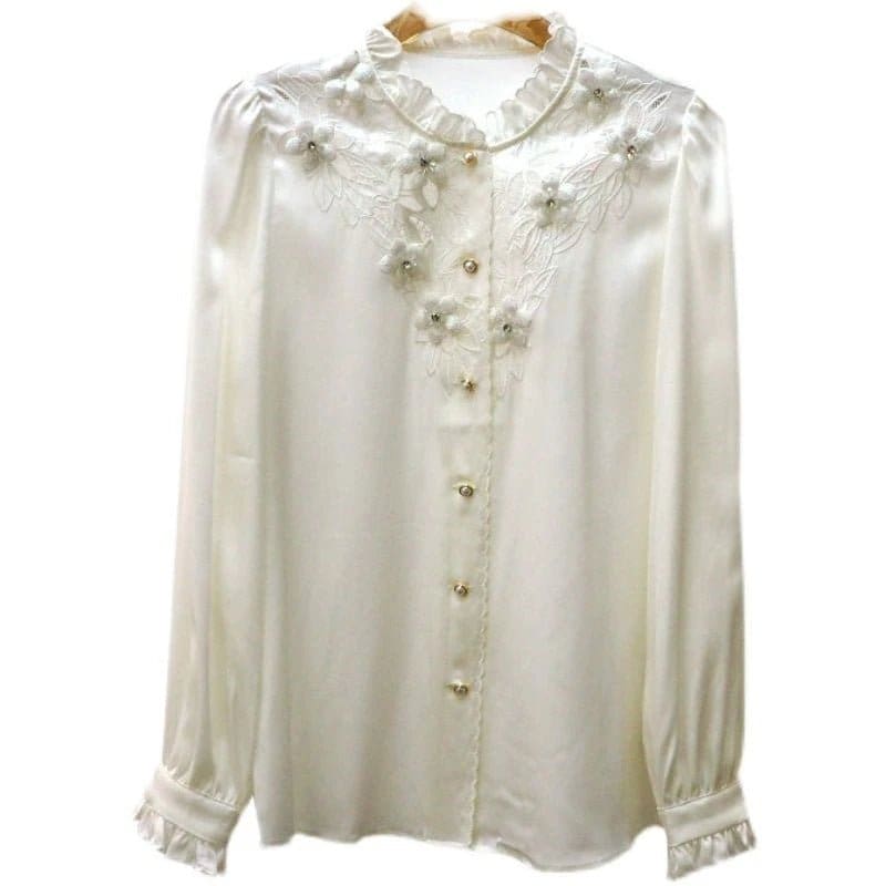 Top Vintage Années 30 Manches Longues Beige - Louise Vintage