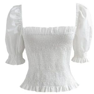 Top Vintage Blanc Col Carré - Louise Vintage