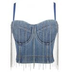 Top Vintage Bustier Jeans Franges - Louise Vintage