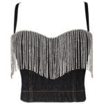 Top Vintage Bustier Jeans Perles - Louise Vintage