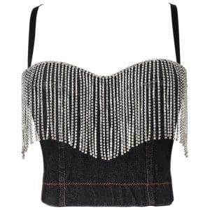 Top Vintage Bustier Jeans Perles - Louise Vintage