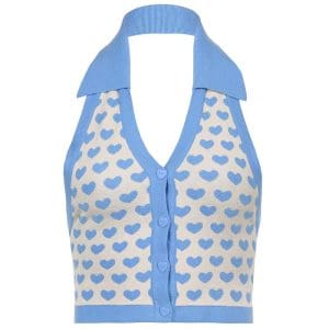 Top Vintage Coeurs Bleu - Louise Vintage