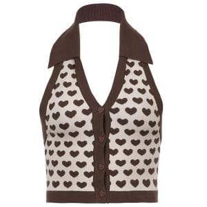 Top Vintage Coeurs Marron - Louise Vintage