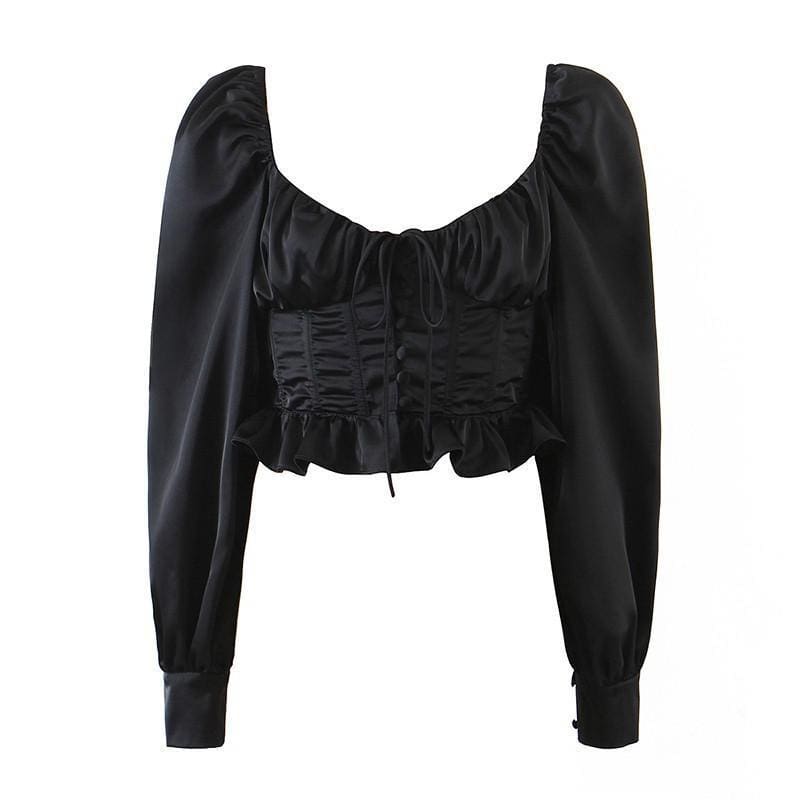 Top Vintage Noir à Lacets - Louise Vintage